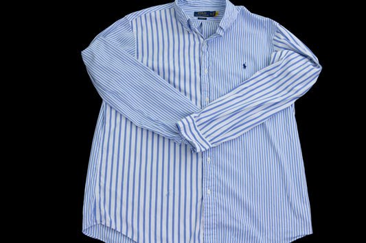 Polo Ralph Lauren Classic Fit Blue Stripe Oxford Shirt-Mens