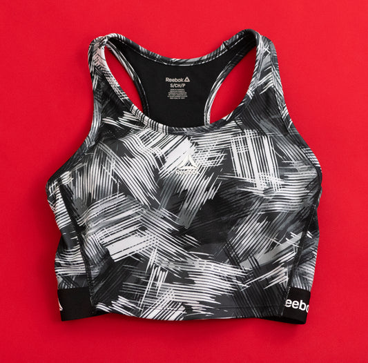 Women's Small- Reebok Racerback Sports Bra – Abstract Monochrome Print