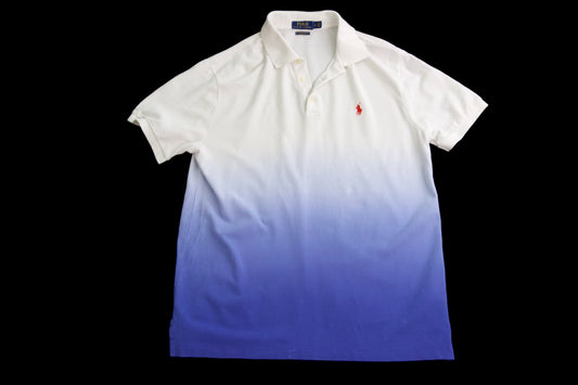 Men's L - Ralph Lauren Polo Shirt – White to Blue Ombré Gradient -Mens