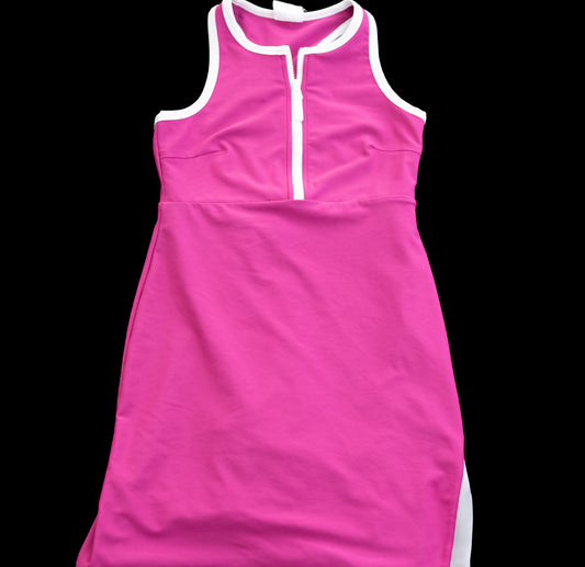 Women's S Sage Collective Pink Zip-Front Active Dress (Shorts Under)